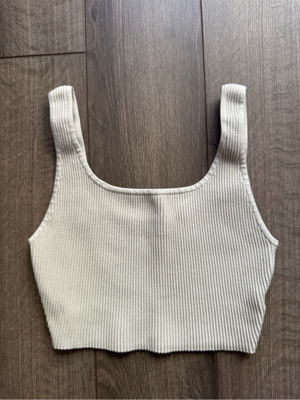 Babaton Ribbed Square-Neck Crop Tank - Ivory